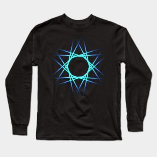 Futuristic star shaped design in blue Long Sleeve T-Shirt